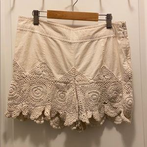 Cream Free People Crochet Shorts